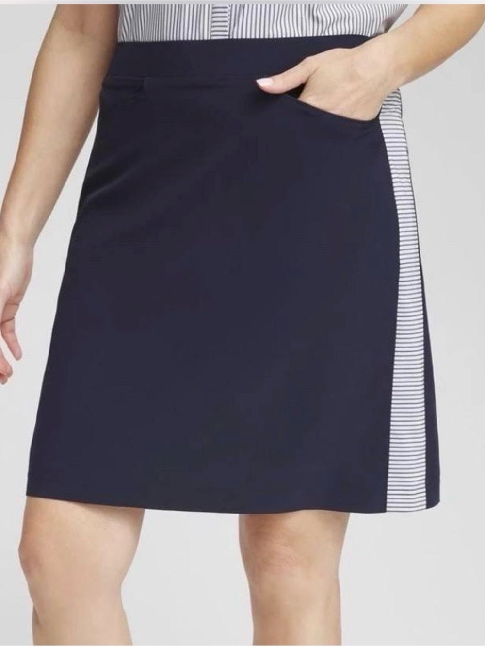 Chico's UPF Neema Side Stripe Golf Tennis Active Skort Navy Size 1 / US 8